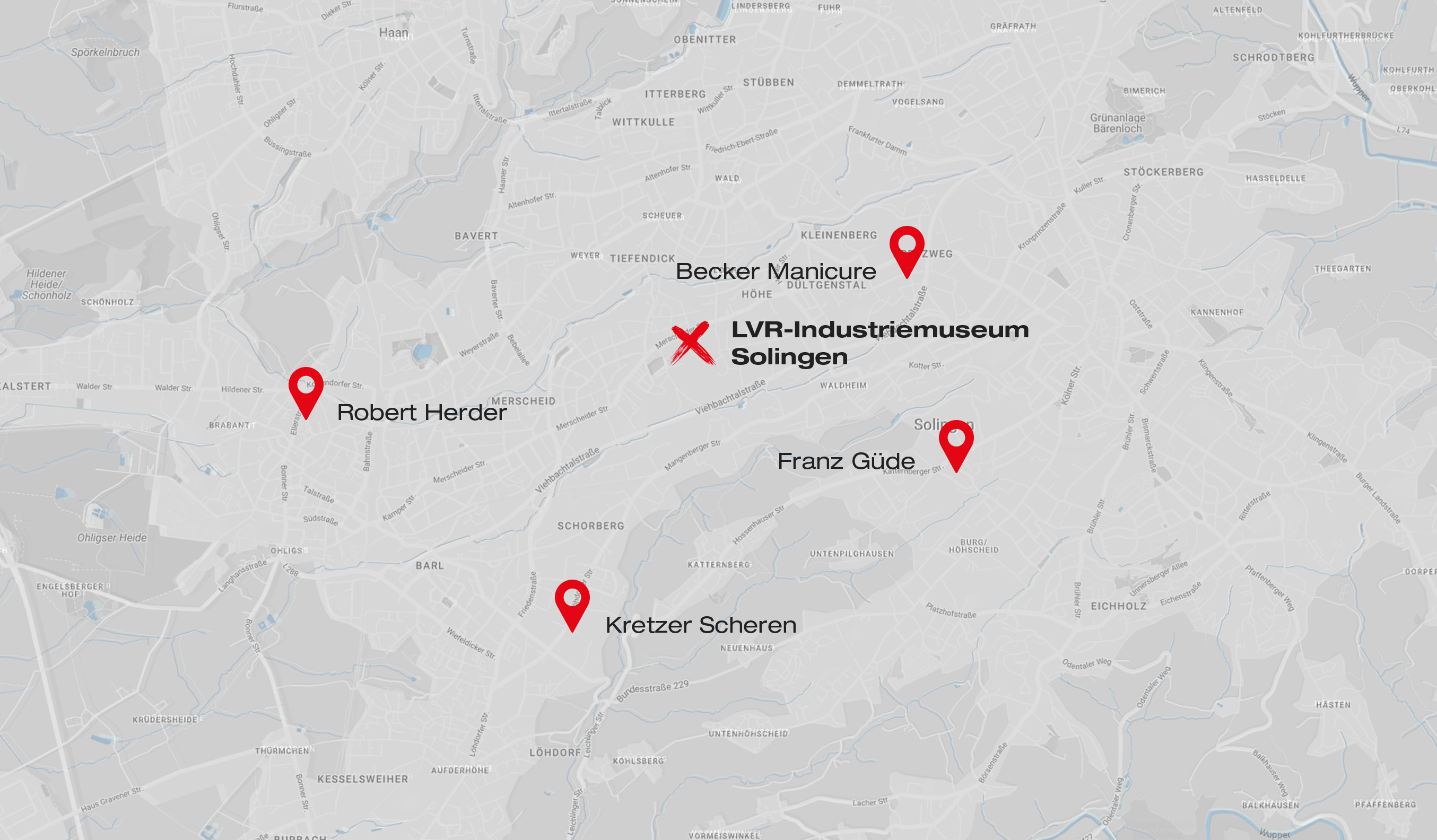 Stempelkarte - Standorte der Manufakturen